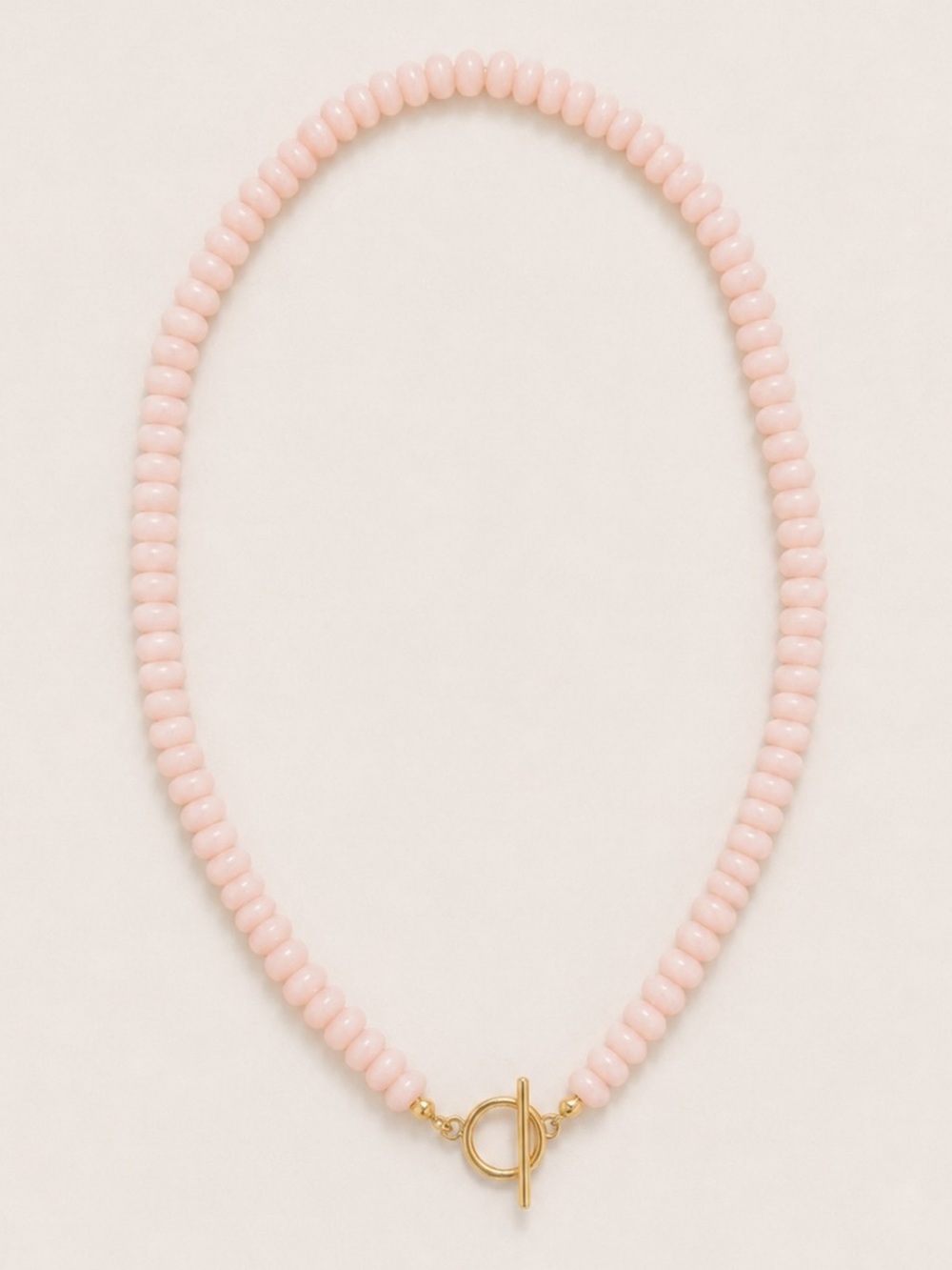 New! Blush Pink Beaded Gold Toggle Necklace NWOT 5054